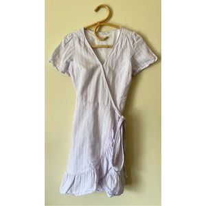 Gap Purple White Striped Wrap Ruffle Hem Dress